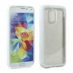 Wholesale Samsung Galaxy S5 SM-G900 Gummy Hybrid Case (White Clear)